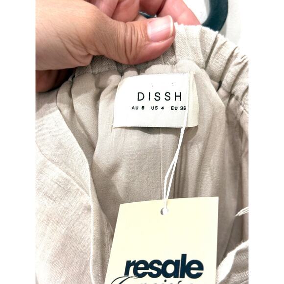 Dissh 100% Linen High Waisted Back Vent Maxi Skirt Beige Women's Size 4 - Picture 4 of 5